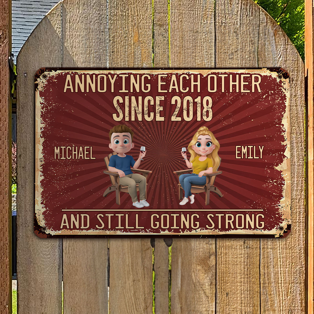 Custom Couple Campground Sign, Campsite Outdoor Wall Decor • Our Everlasting Love - Personalized Metal Sign