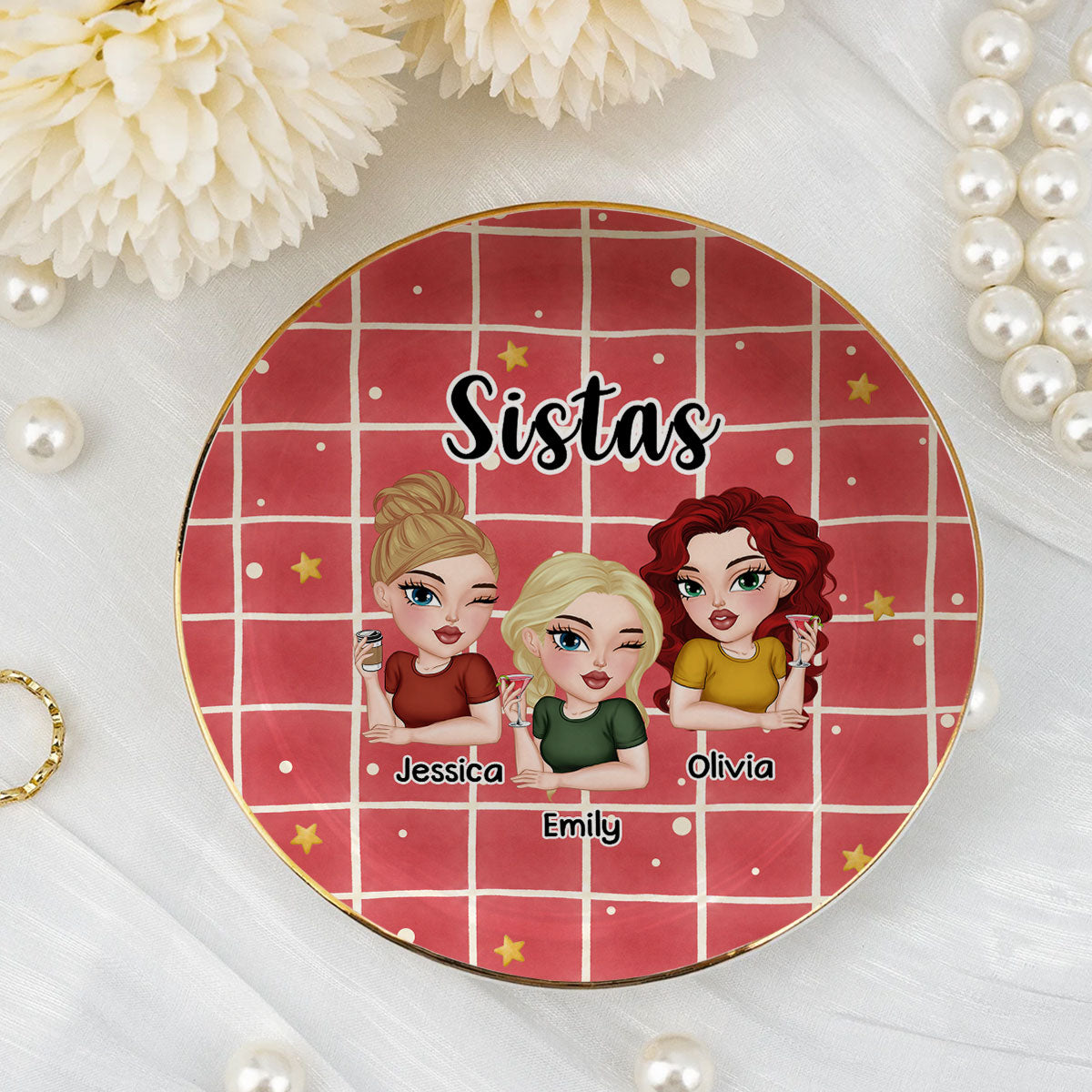Custom Trinket Dish Gift for Friend, for Soul Sister • Certified Besties - Personalized Jewelry Dish