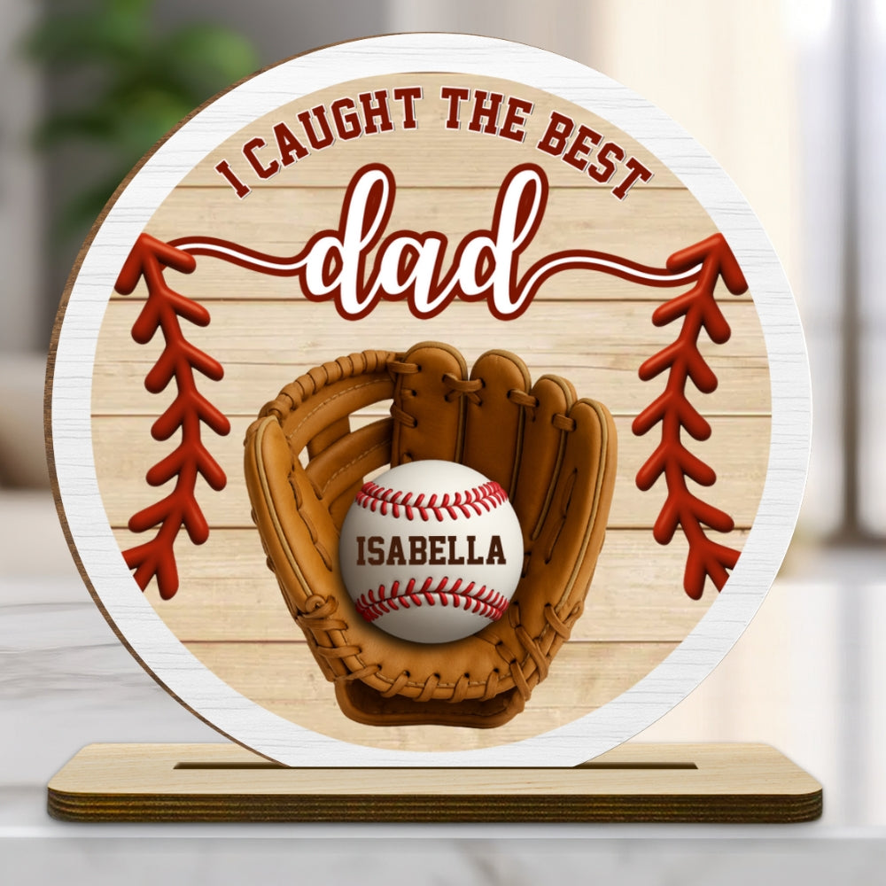 Custom Father's Day Decor, Gift for Dad & Grandpa • Daddy Team - Personalized 2-Layer Wood Plaque With Flat