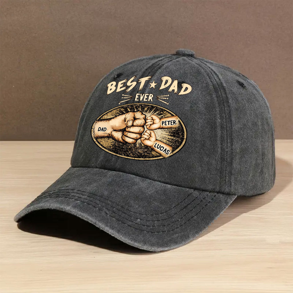 Custom Father's Day Christmas Birthday Gifts for Dad • Best Daddy Ever - Personalized Vintage Washed Denim Cap