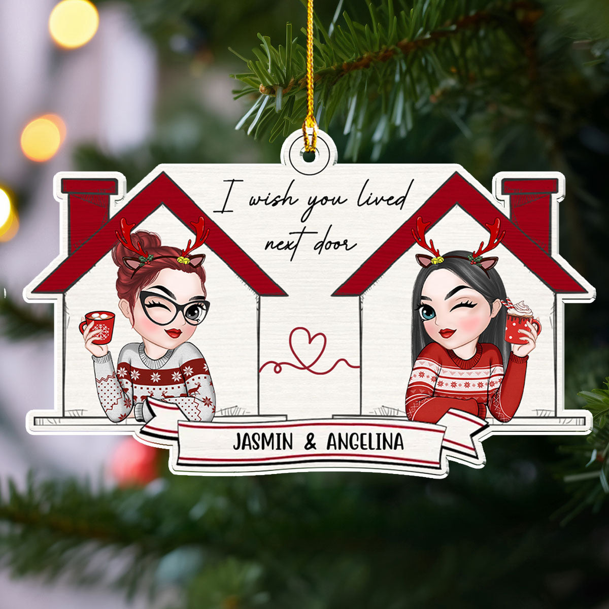 Custom Friendship Christmas Ornament, Best Friend Gift •  I Wish We Lived Closer - Personalized Acrylic Ornament