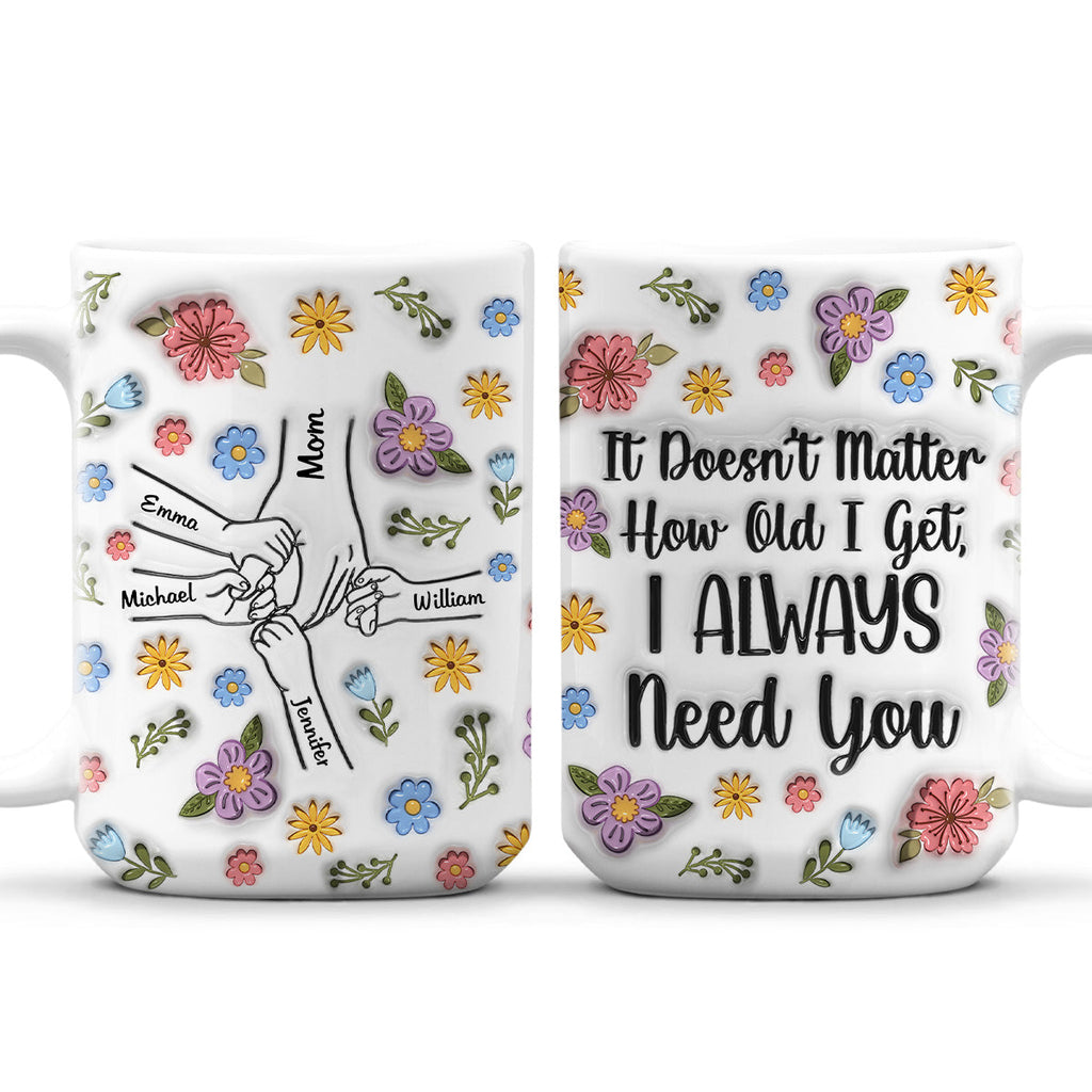 Custom Christmas & Birthday Gift for Mom • I Always Need You Version 2 - Personalized 3D Inflated Effect Coffee Mug