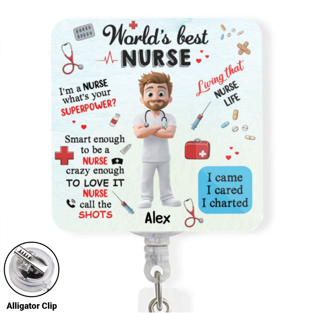 Custom Nurse ID Holder, Christmas Birthday Gifts for Healthcare Workers • I Am A Nurse - Personalized Acrylic Badge Reel