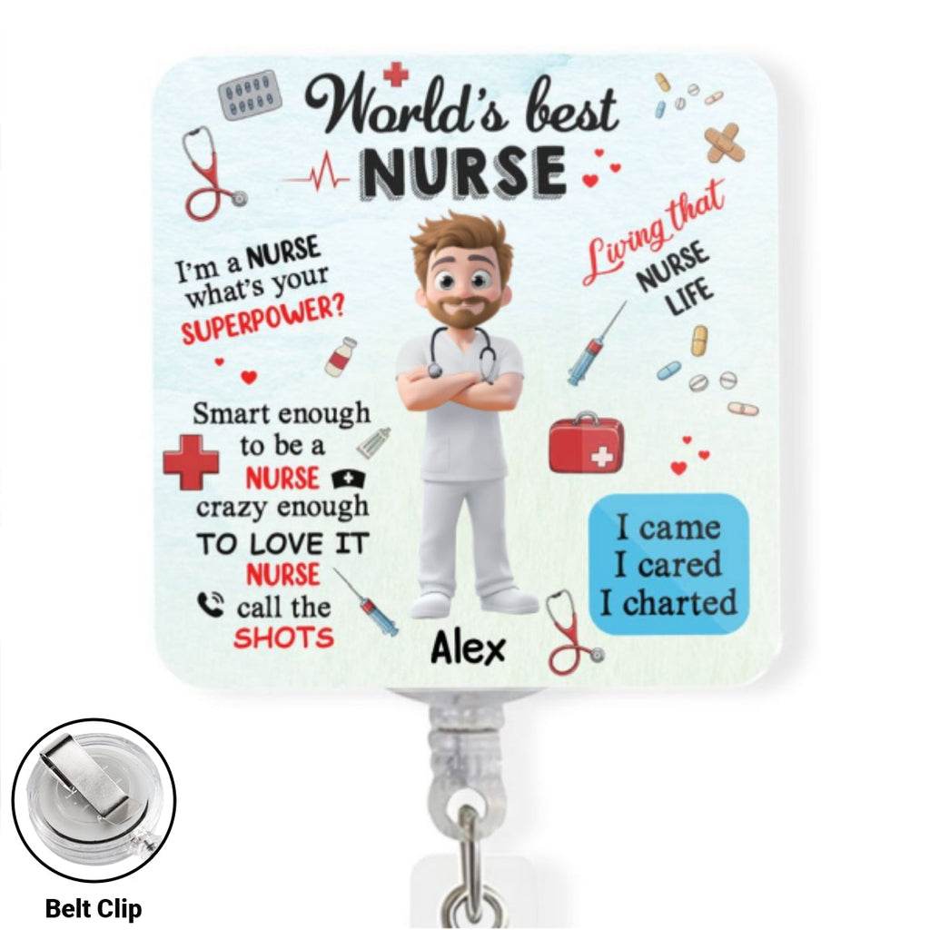Custom Nurse ID Holder, Christmas Birthday Gifts for Healthcare Workers • I Am A Nurse - Personalized Acrylic Badge Reel
