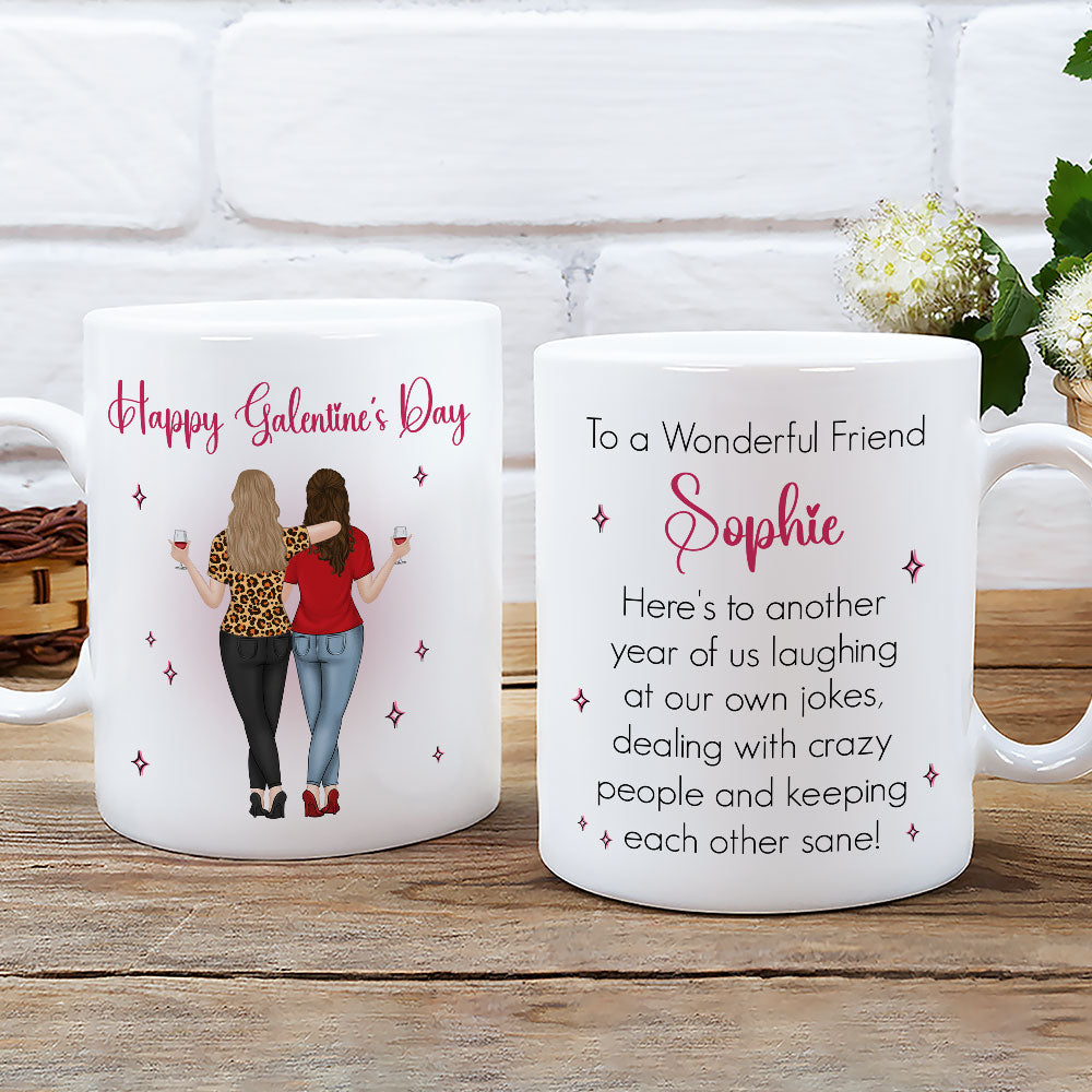 Custom Best Friend, Christmas & Birthday Friendship Keepsake Gift • Galentines Valentines Besties - Personalized Coffee Mug