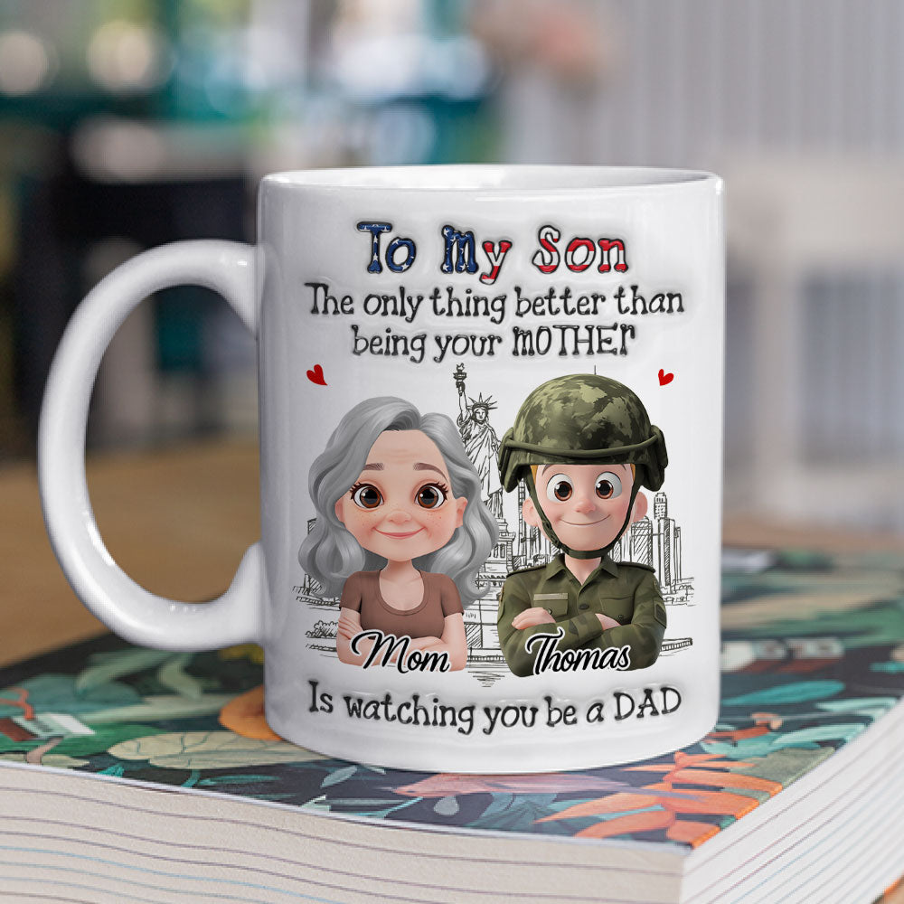 Custom Father's Day Gift For Son • Being A Dad Version 2 - Personalized 3D Inflated Effect Mug