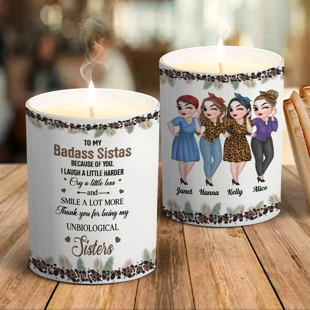 Because Of You I Laugh A Little Harder - Personalized Candle
