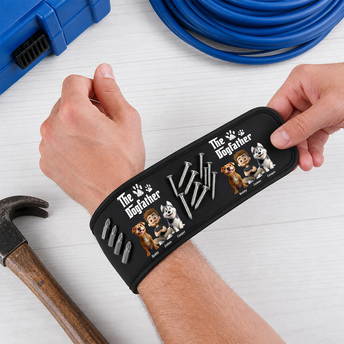 Cool Dog Father - Personalized Magnetic Tool Wristband