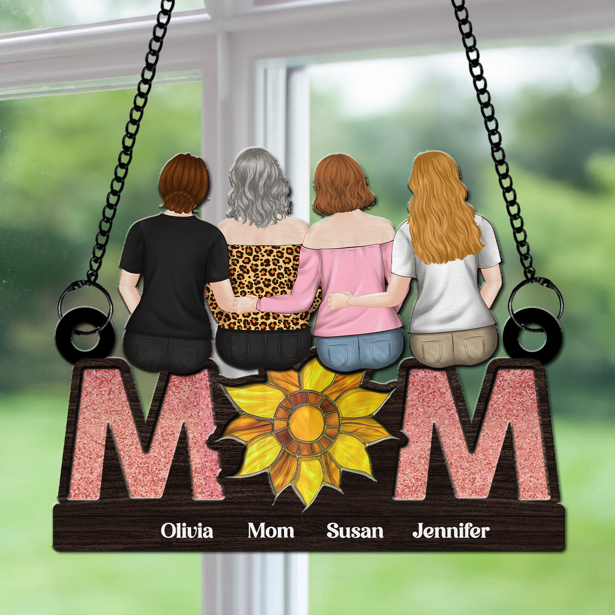Custom Hanging Decor, Birthday Housewarming Gift • Sunflower Love - Personalized Suncatcher