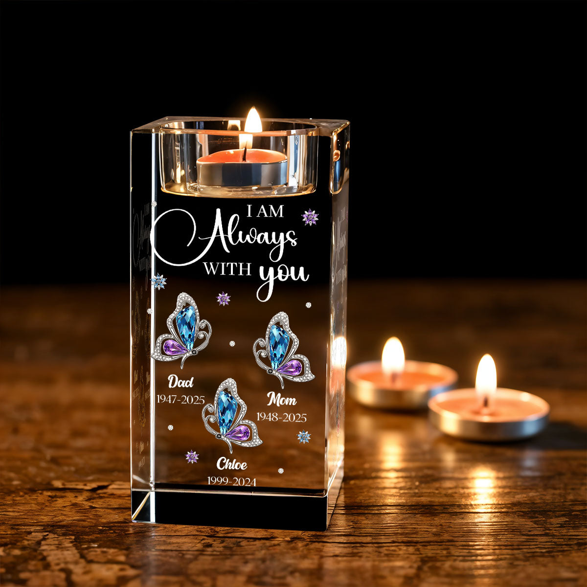 I Am Always With You - Personalized Crystal Candle Holder