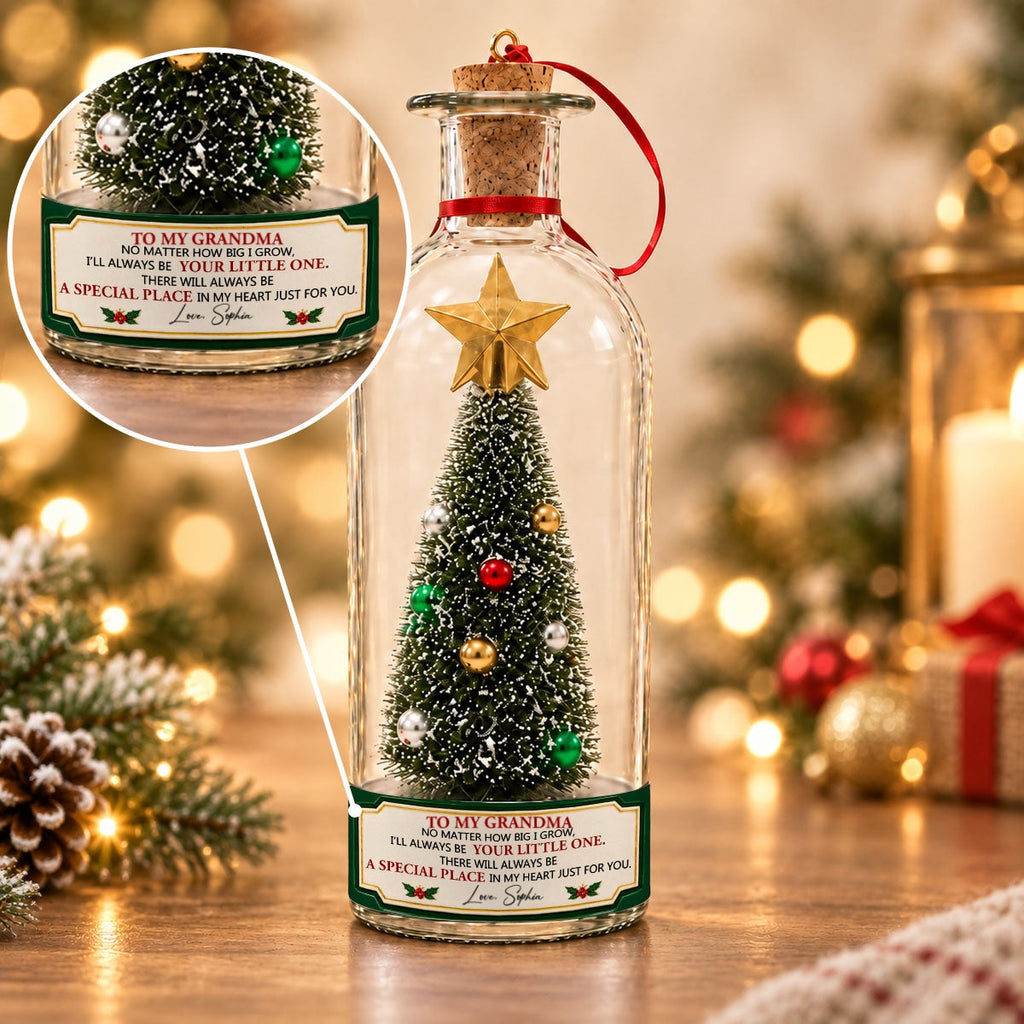 Custom Voice Recordable Message, Holiday Ornament Gift For Grandparents • My Love For You - Personalized Christmas Tree Bottle