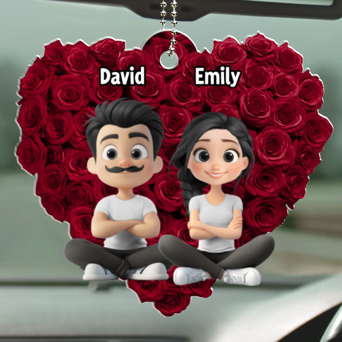 Love Rose - Personalized Car Ornament