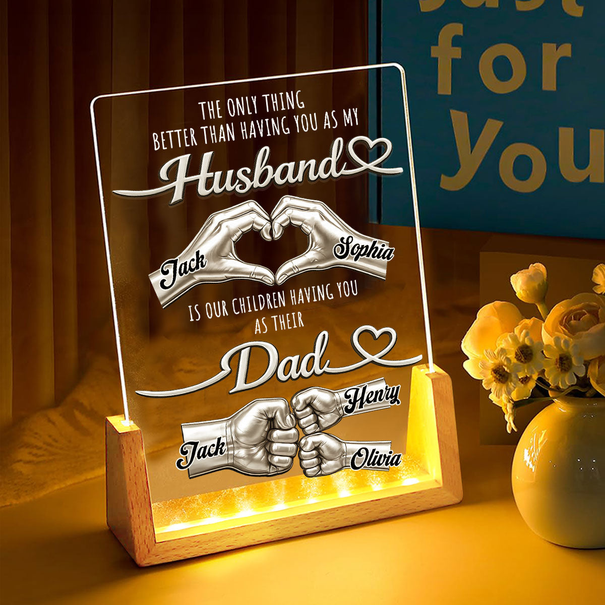 Custom Father's Day Gift for Dad Grandpa • Best Husband Best Dad - Personalized Night Light