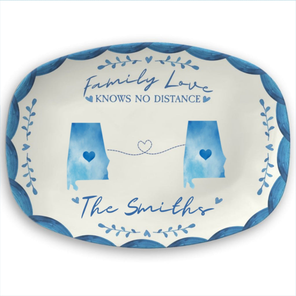 Family Love Knows No Distance - Personalized Platter