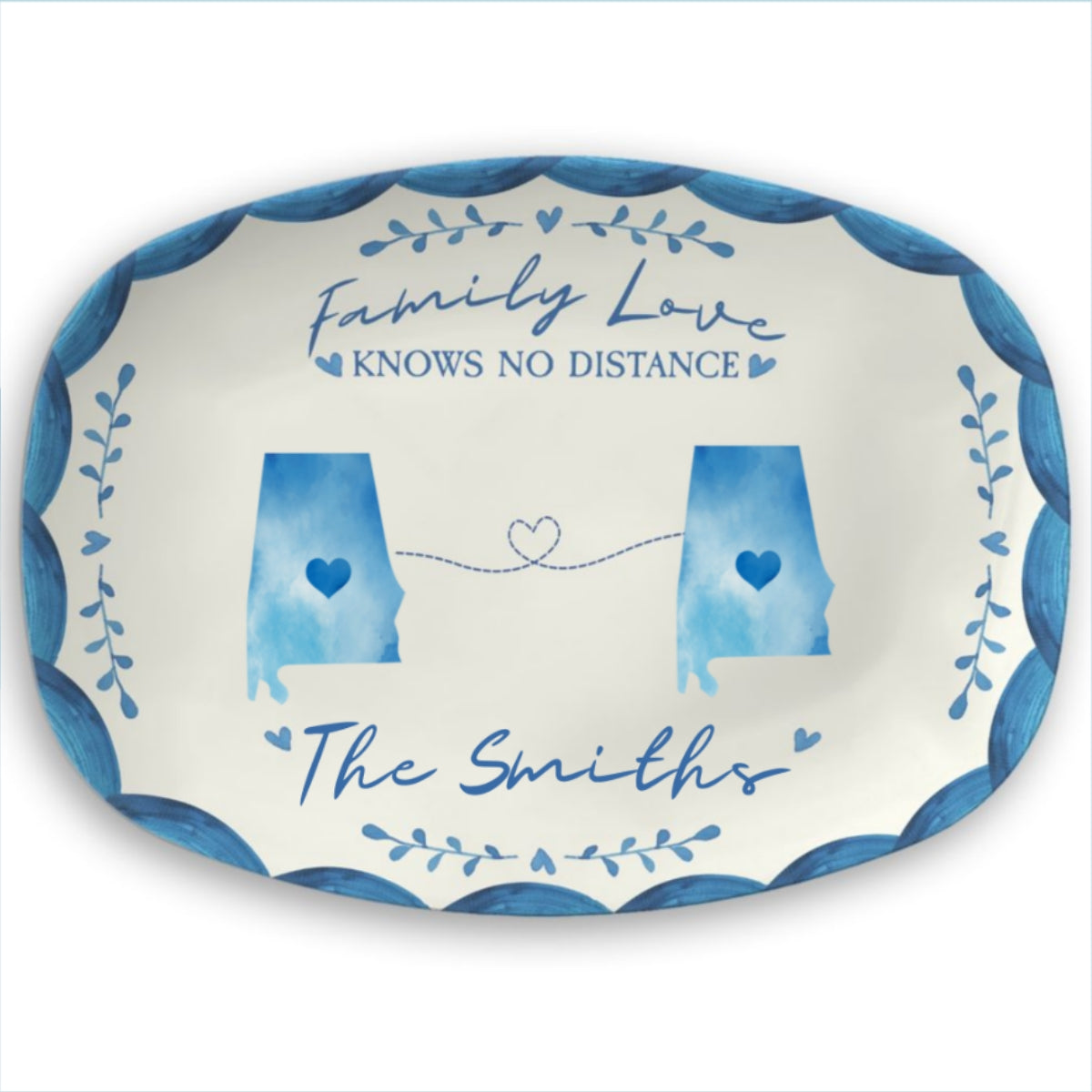 Family Love Knows No Distance - Personalized Platter