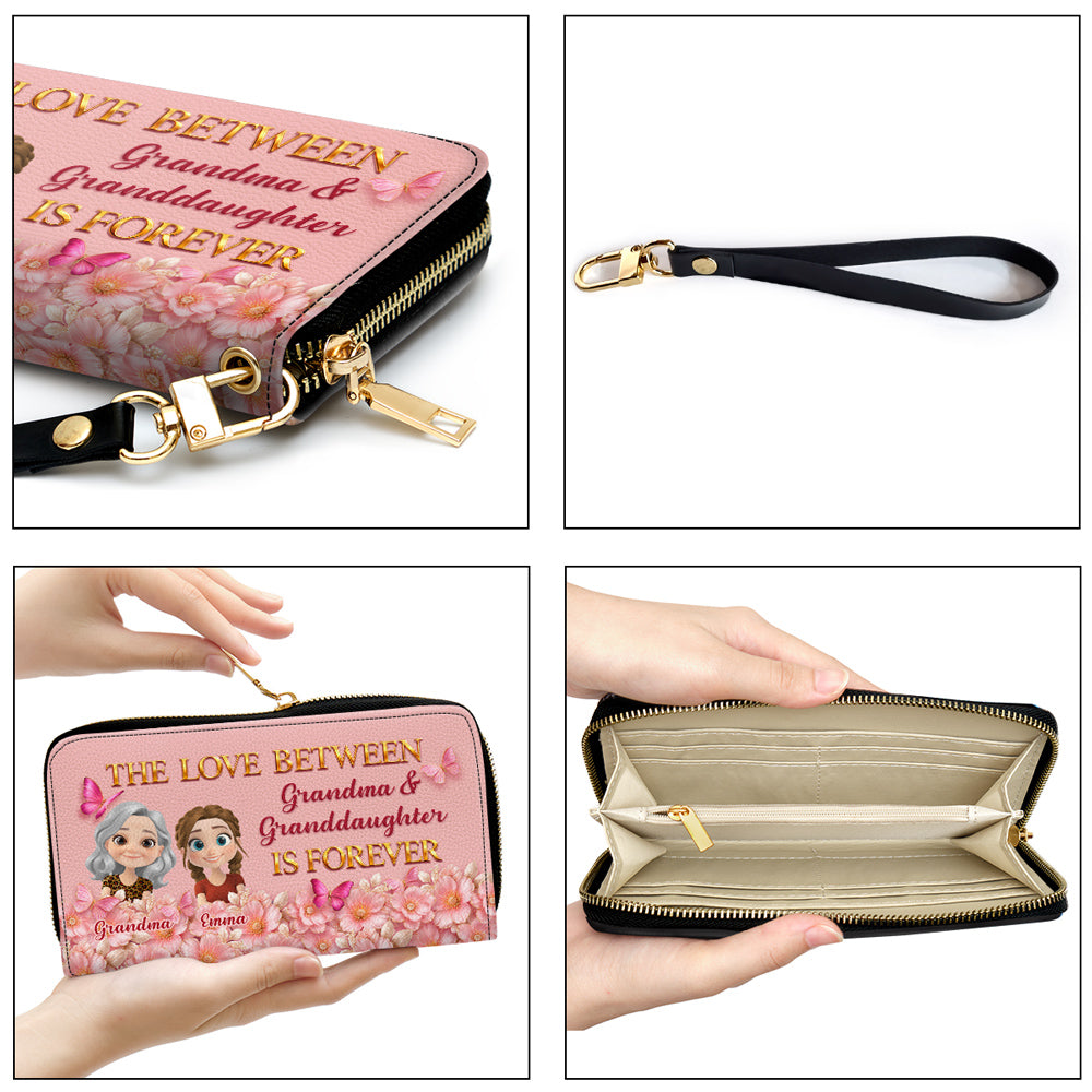 Grandma Butterfly And Flower - Personalized 3D Effect Leather Wallet