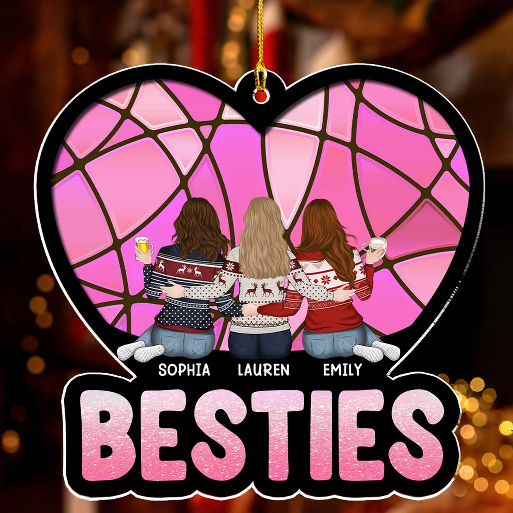 Custom Friendship Christmas Ornament, Best Friend Gift •  Christmas Besties - Personalized Acrylic Ornament