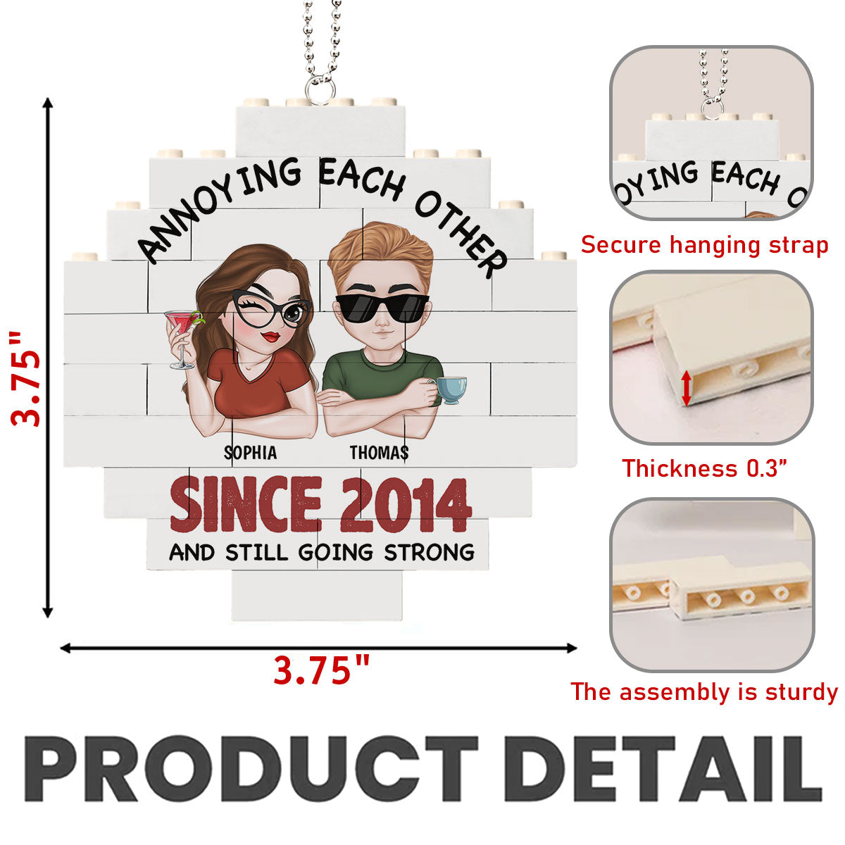 Annoying Each Other - Personalized Puzzle Car Ornament