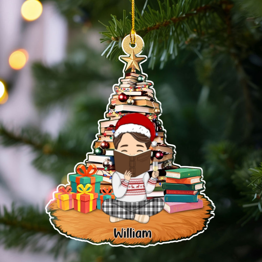Custom Keepsake Christmas Ornament •  All I Want For Christmas Is A Good Book - Personalized Acrylic Ornament