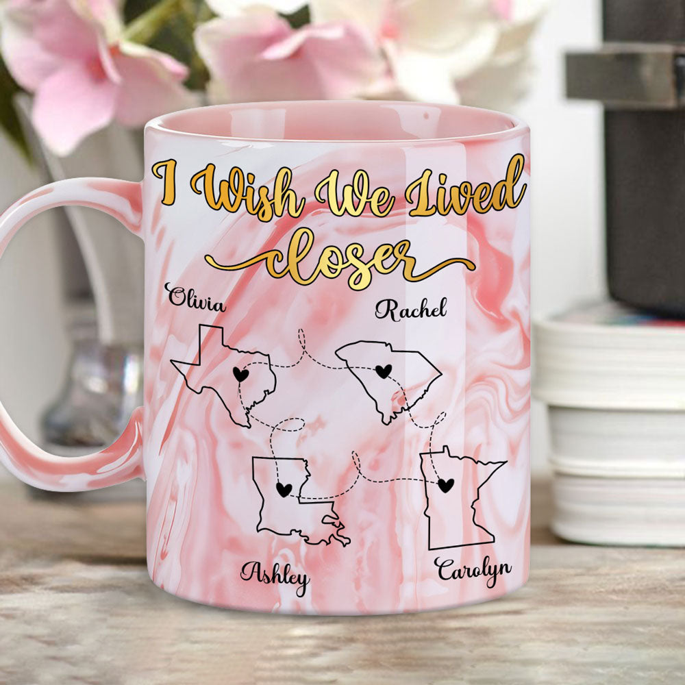 Custom Best Friend, Christmas & Birthday Friendship Keepsake Gift • By My Side - Personalized Pink Marble Mug