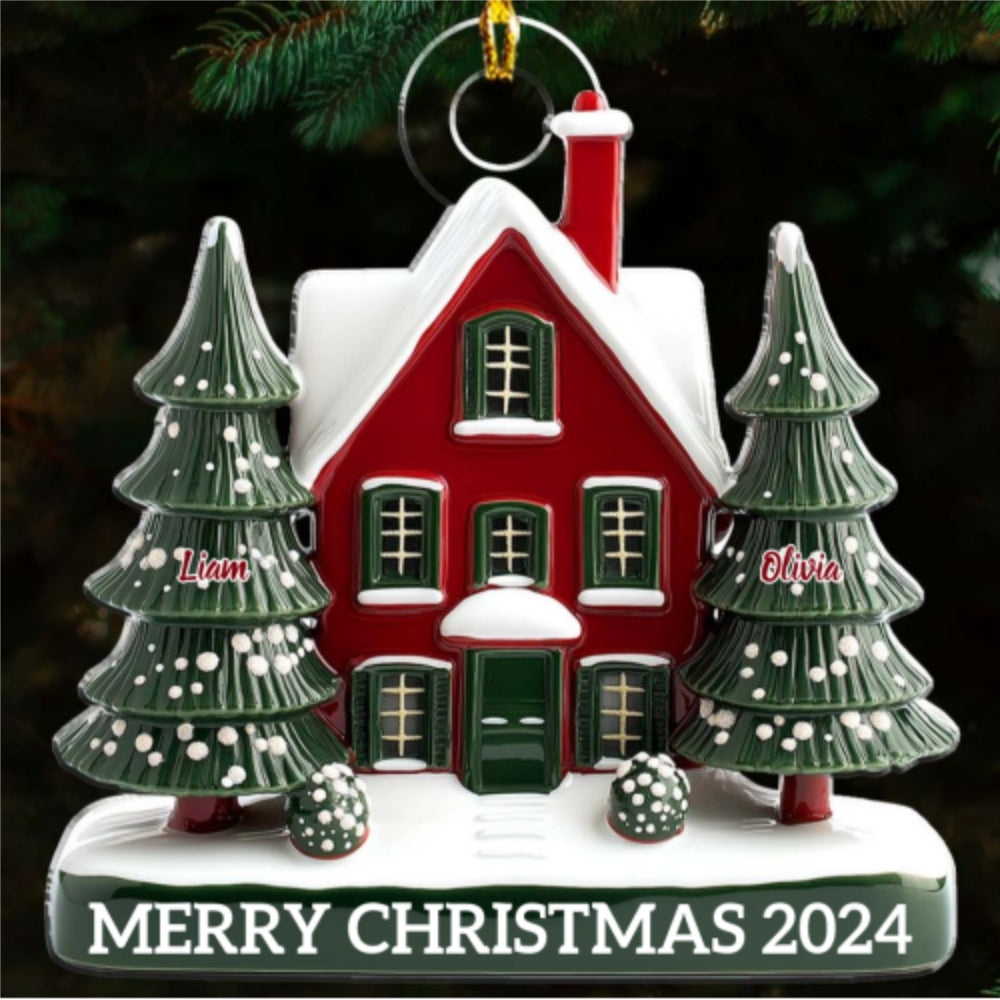 Custom Family Ornament, Christmas Gift for Family Members •  Family Christmas House Version 2 - Personalized Acrylic Ornament