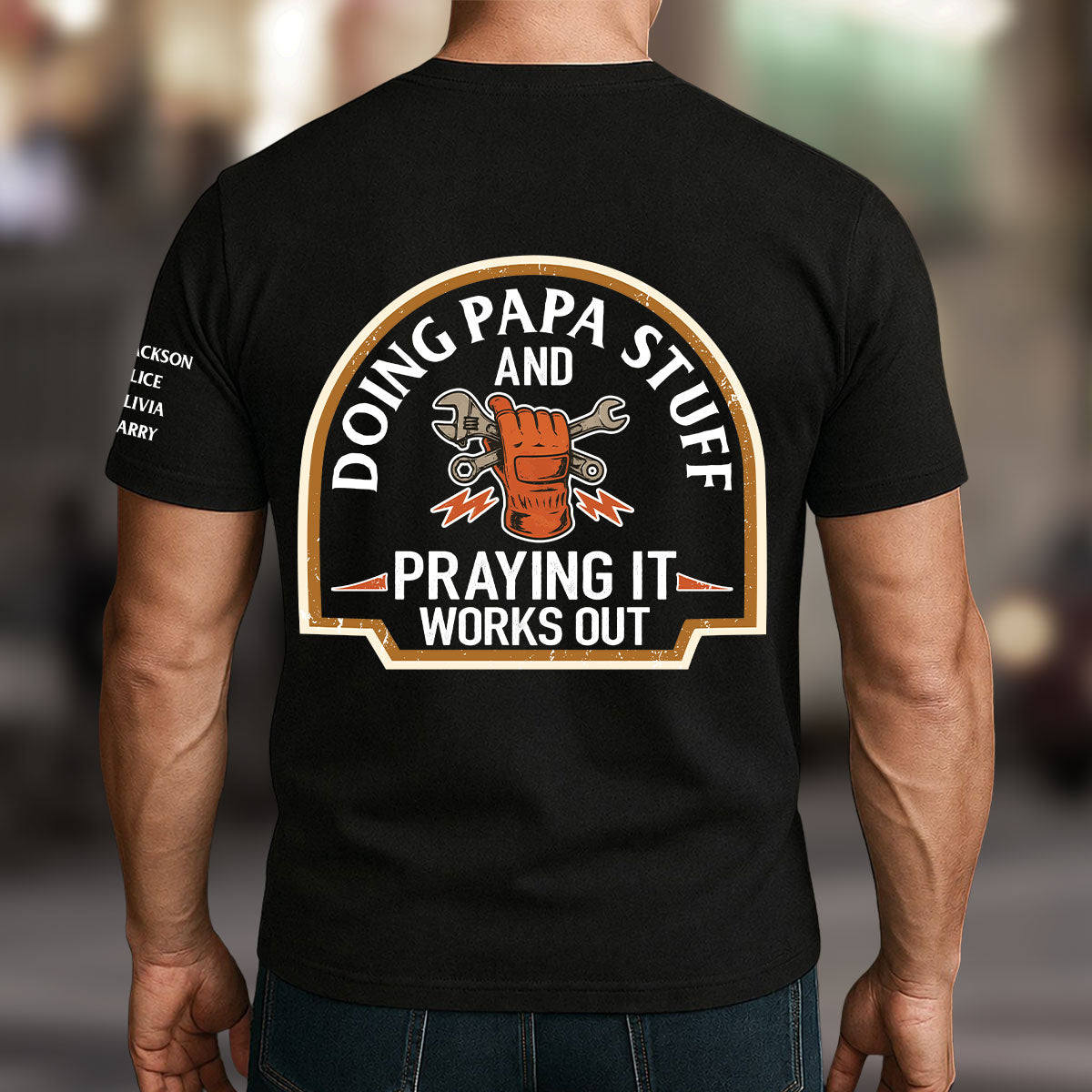 Custom Father's Day, Special Gift for Dad & Grandpa • Daddy Stuff - Personalized Shirt With Design On Sleeve