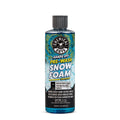 A bottle of Chemical Guys Hands Off Pre-Wash Snow Foam Concentrate, 16 fl oz, featuring a blue and black label with yellow and white text, on a solid white background.