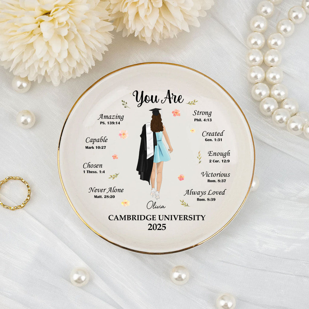 Custom Class of 2026 Trinket Dish, Graduation Gift For Her • You Are Chosen - Personalized Jewelry Dish