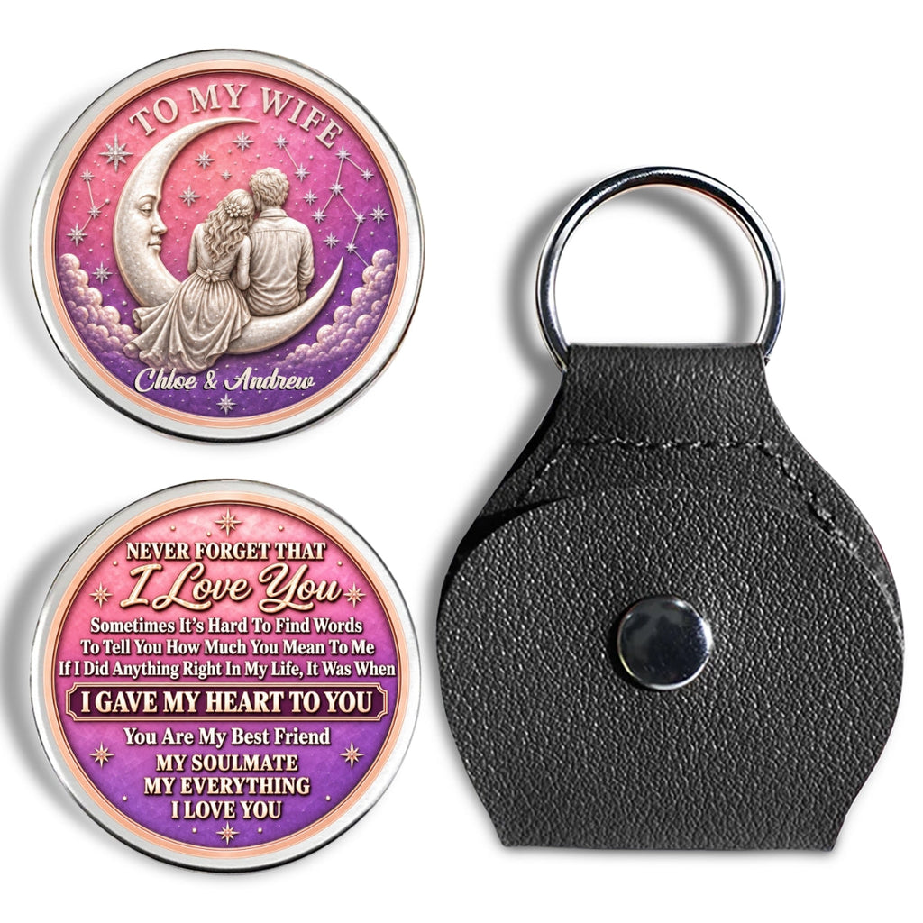 Custom Coin Keychain for Wife, Couple Anniversary Valentine's Day Gifts • Hold Me Close - Personalized 3D Printing Pocket Hug
