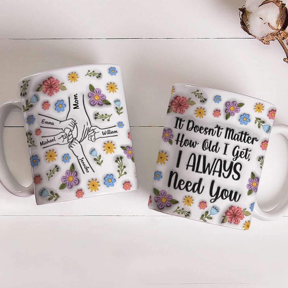 Custom Christmas & Birthday Gift for Mom • I Always Need You Version 2 - Personalized 3D Inflated Effect Coffee Mug