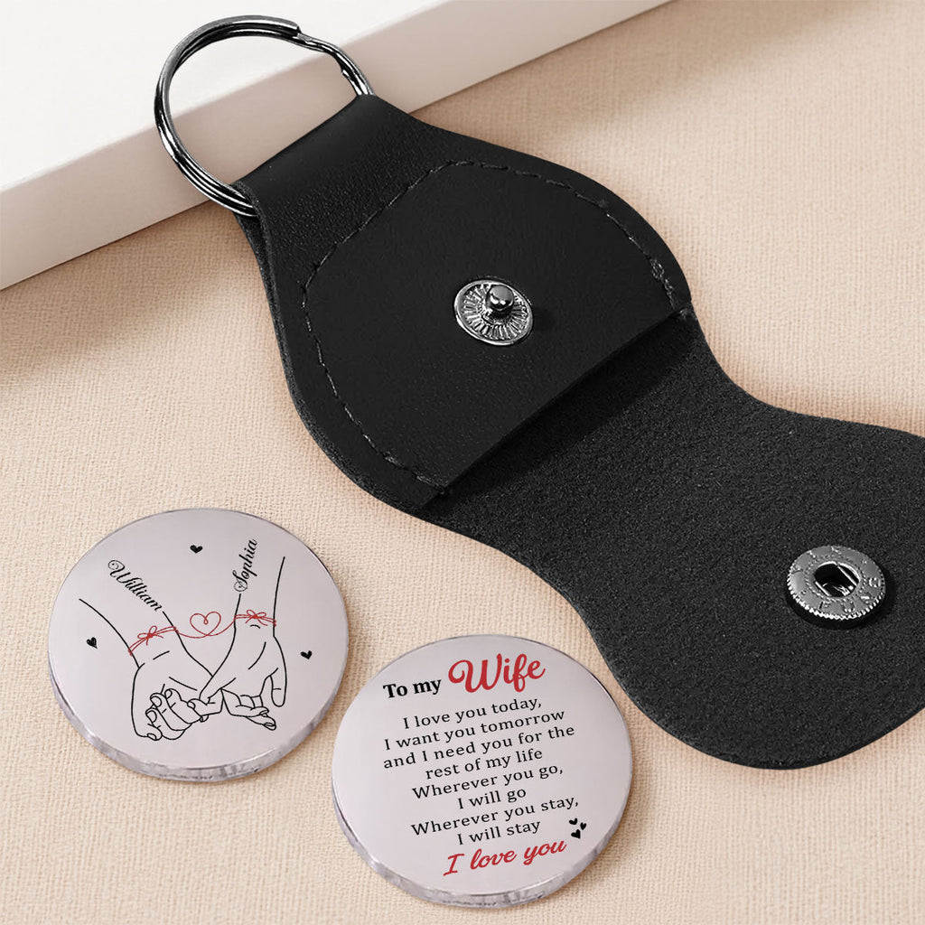 Custom Coin Keychain for Wife, Couple Anniversary Valentine's Day Gifts • I Need You - Personalized Pocket Hug