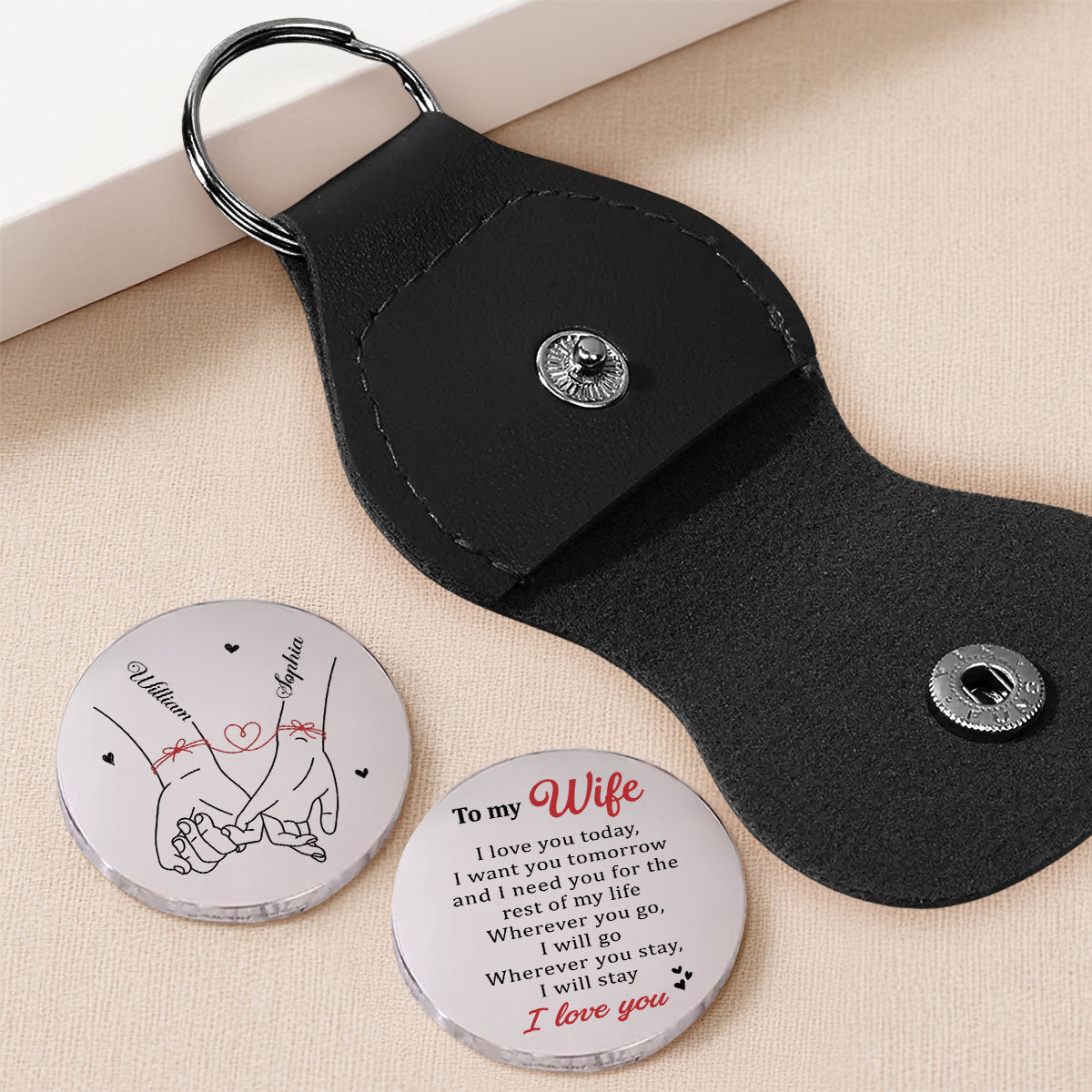 Custom Coin Keychain for Wife, Couple Anniversary Valentine's Day Gifts • I Need You - Personalized Pocket Hug