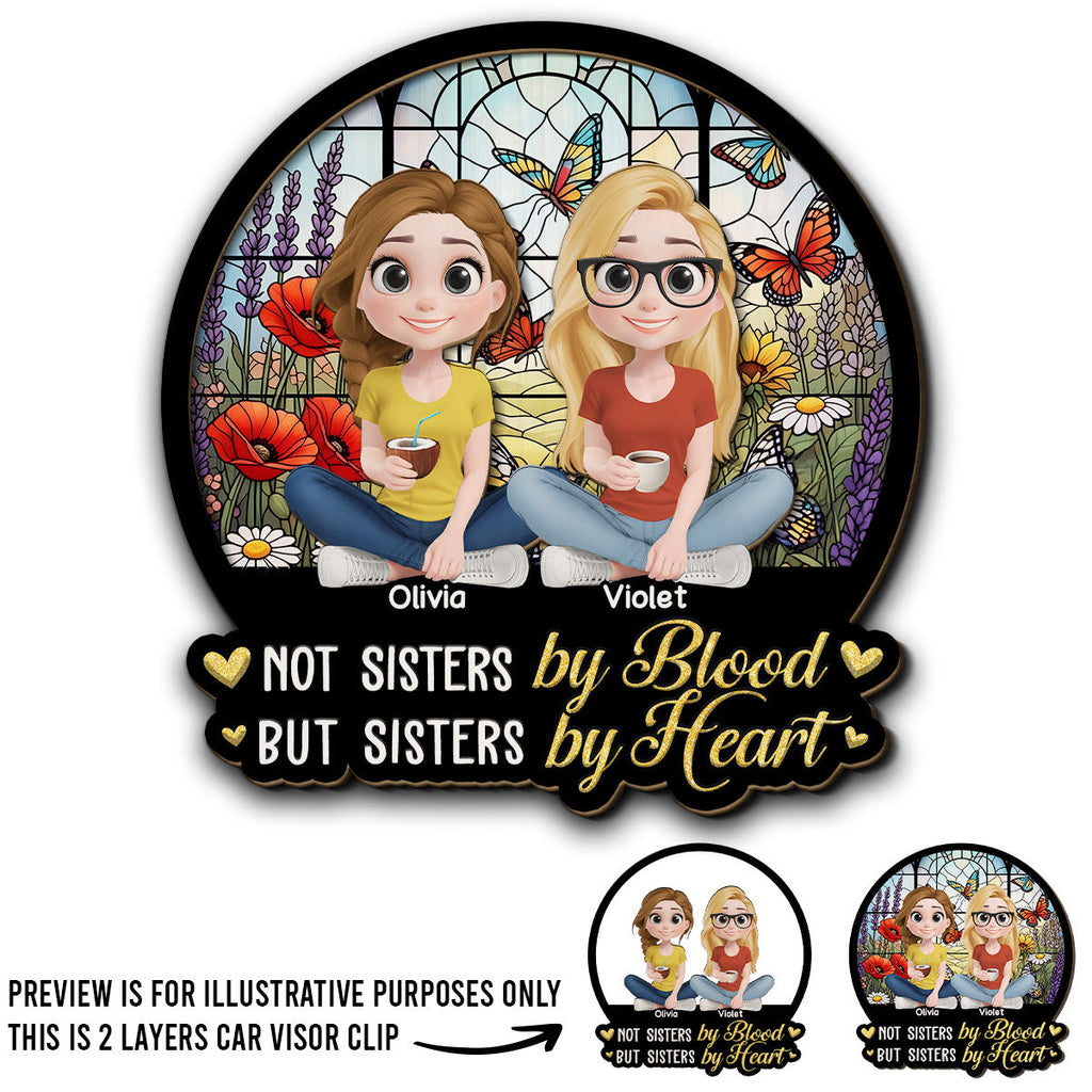 Sisters By Heart - Personalized Car Visor Clip