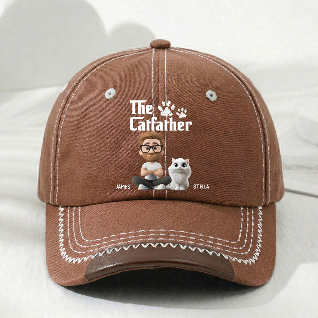 Cool Cat Father - Personalized Vintage Soft Baseball Cap