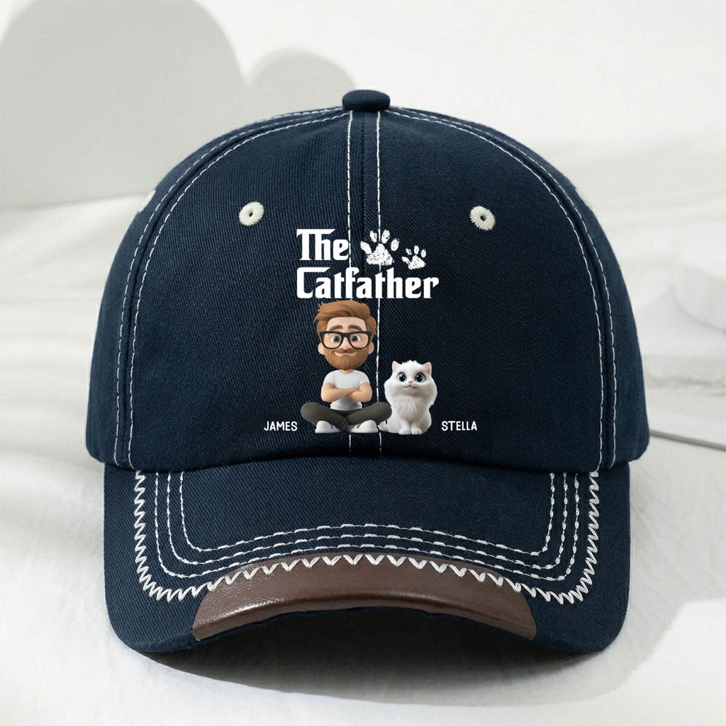 Cool Cat Father - Personalized Vintage Soft Baseball Cap