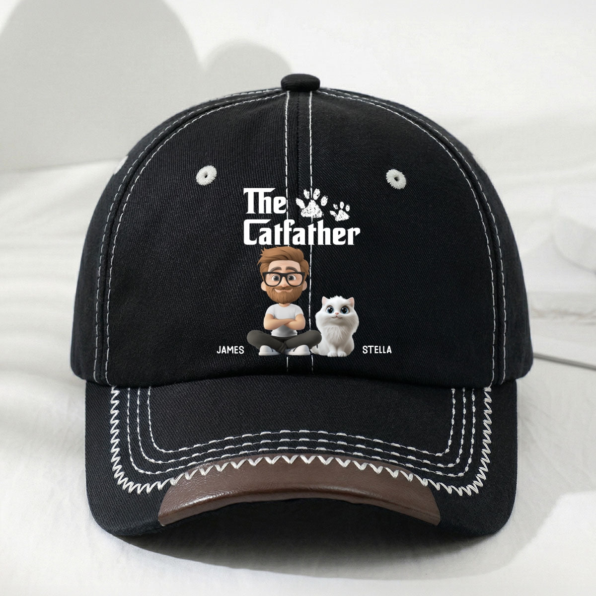 Cool Cat Father - Personalized Vintage Soft Baseball Cap