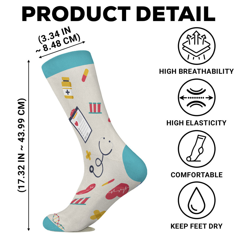Custom Nurse Christmas Footwear Gift, Healthcare Worker Appreciation Gift • Proud To Be A Nurse - Personalized Crew Socks