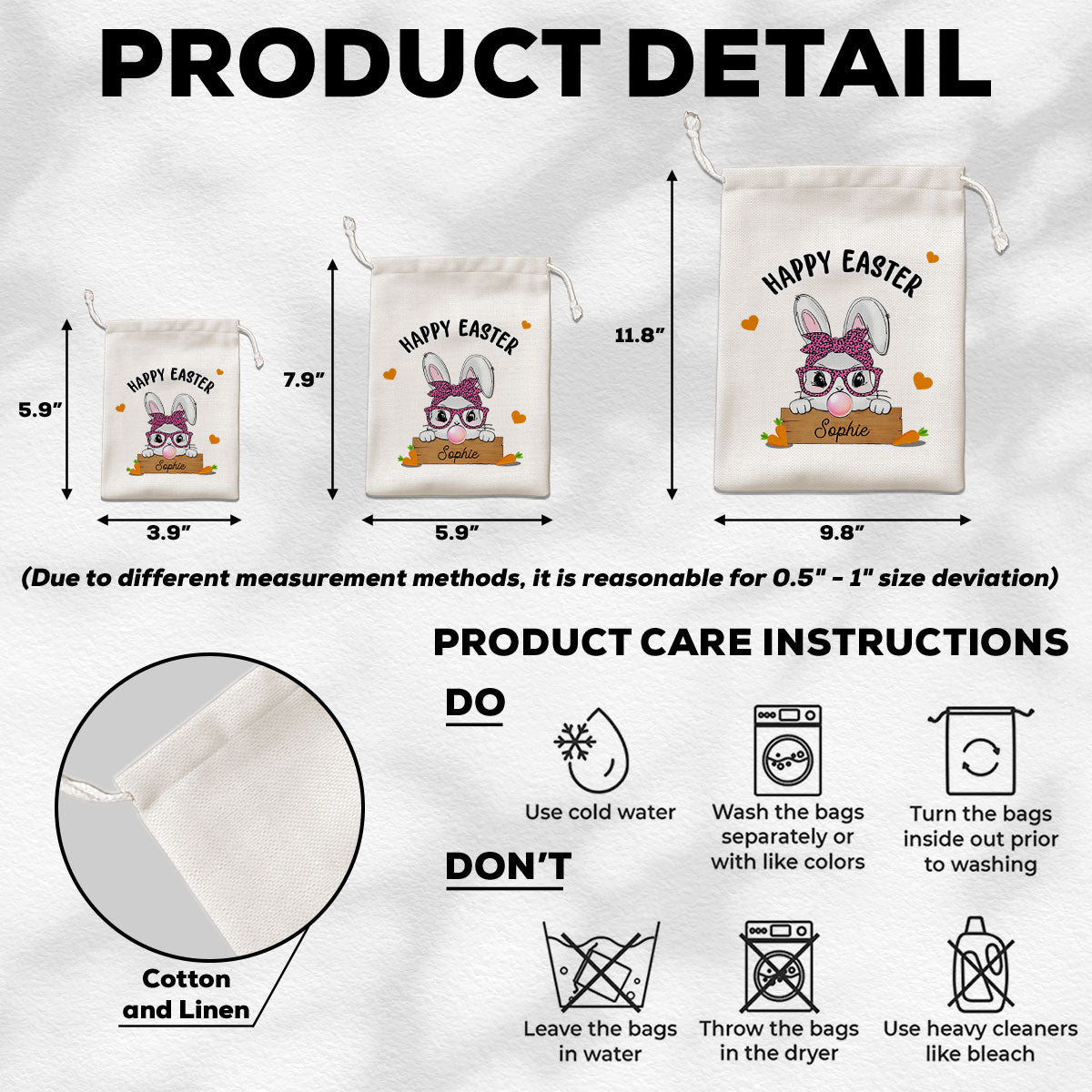 Happy Easter Cute Bunny - Personalized Favor Bag