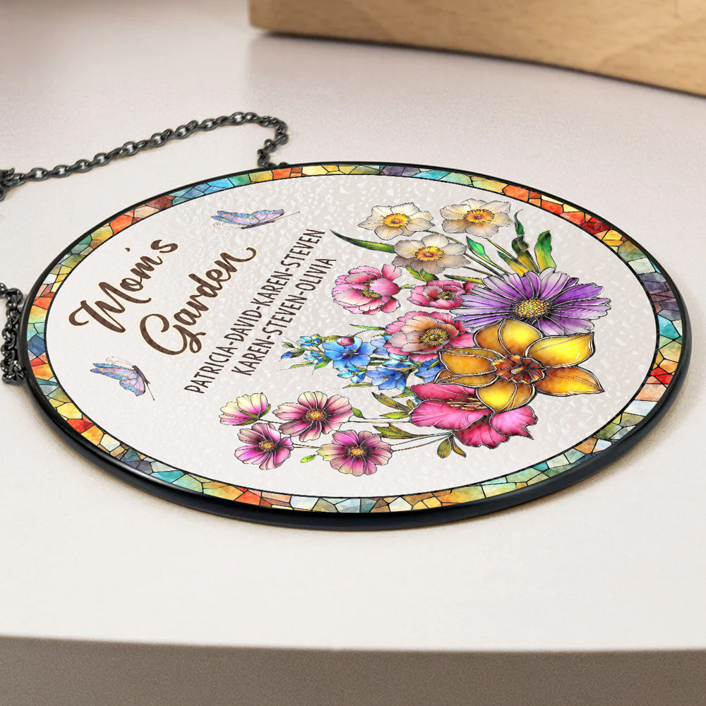 Custom Hanging Decor, Birthday Housewarming Gift • Mimi Garden Flower - Personalized Window Hanging Suncatcher
