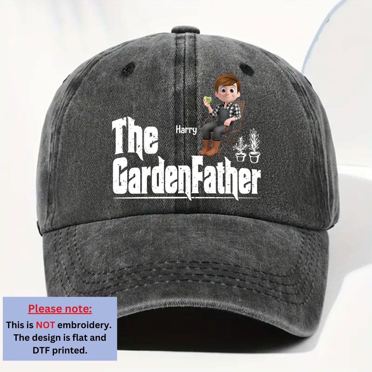 Custom Christmas Headwear Birthday Gifts for Dad • Boss Of The Blooms - Personalized Vintage Washed Denim Cap