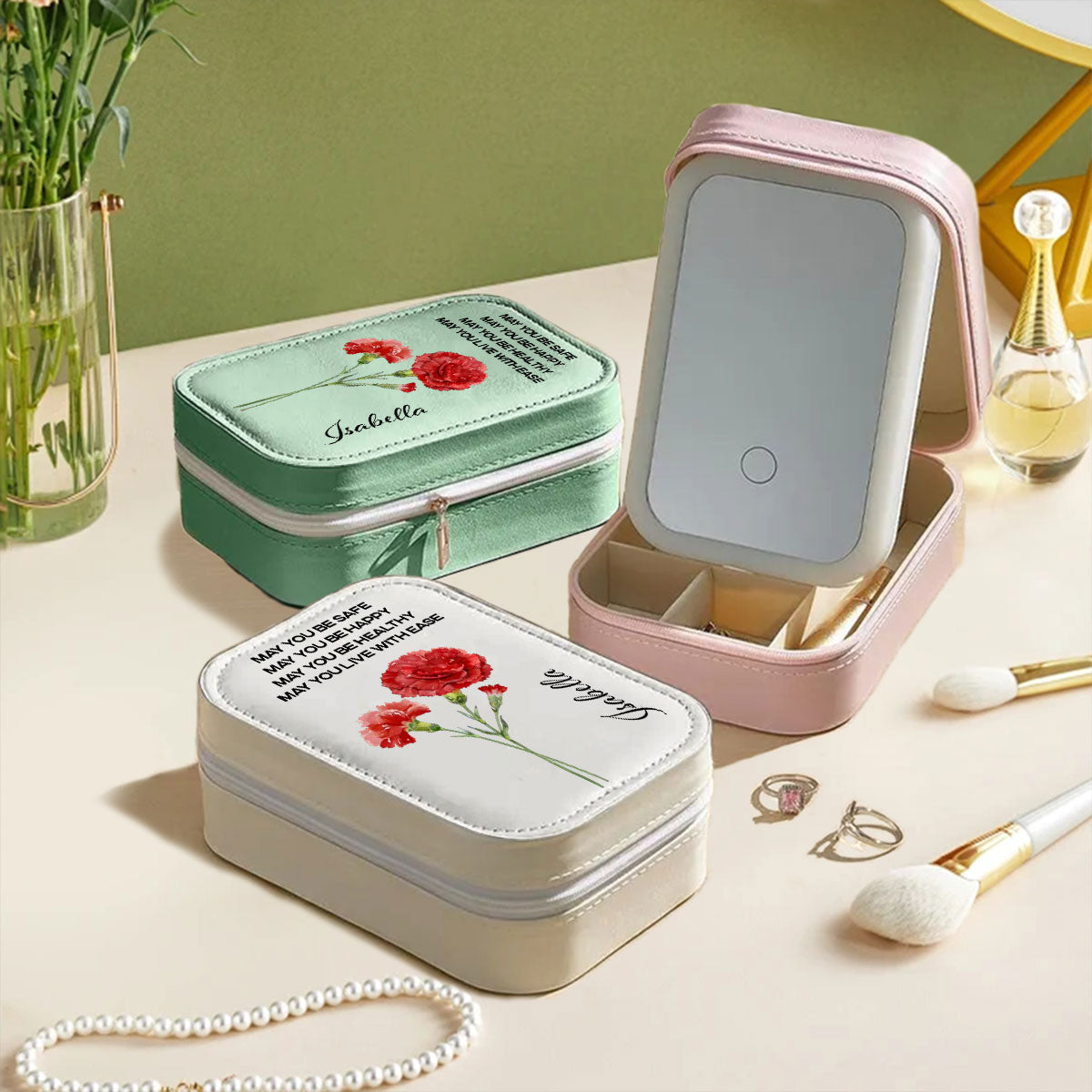 May I Live With Ease - Personalized Jewelry Box With LED Mirror