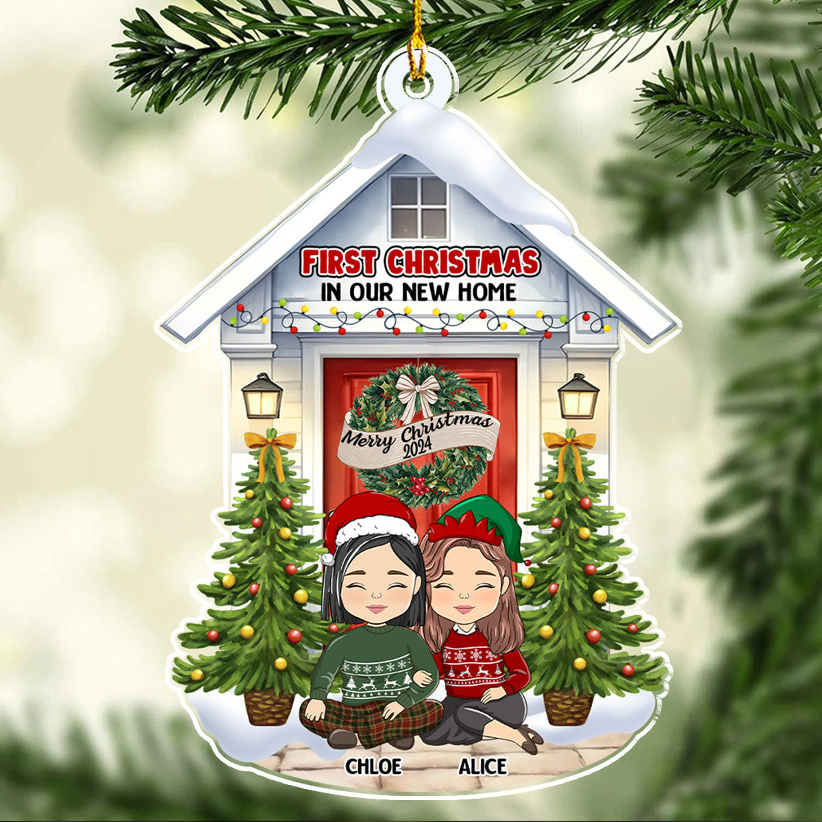 Custom Couple Christmas Ornament, Anniversary Gift •  First Christmas In Our New Home - Personalized Acrylic Ornament