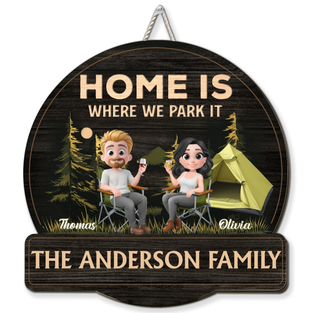 Custom Couple Campground Sign, Campsite Outdoor Wall Decor • Sit By The Campsite - Personalized Wood Sign