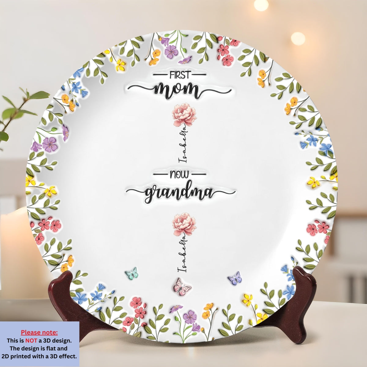 First Mom Now Grandma - Personalized 3D Inflated Effect Plate