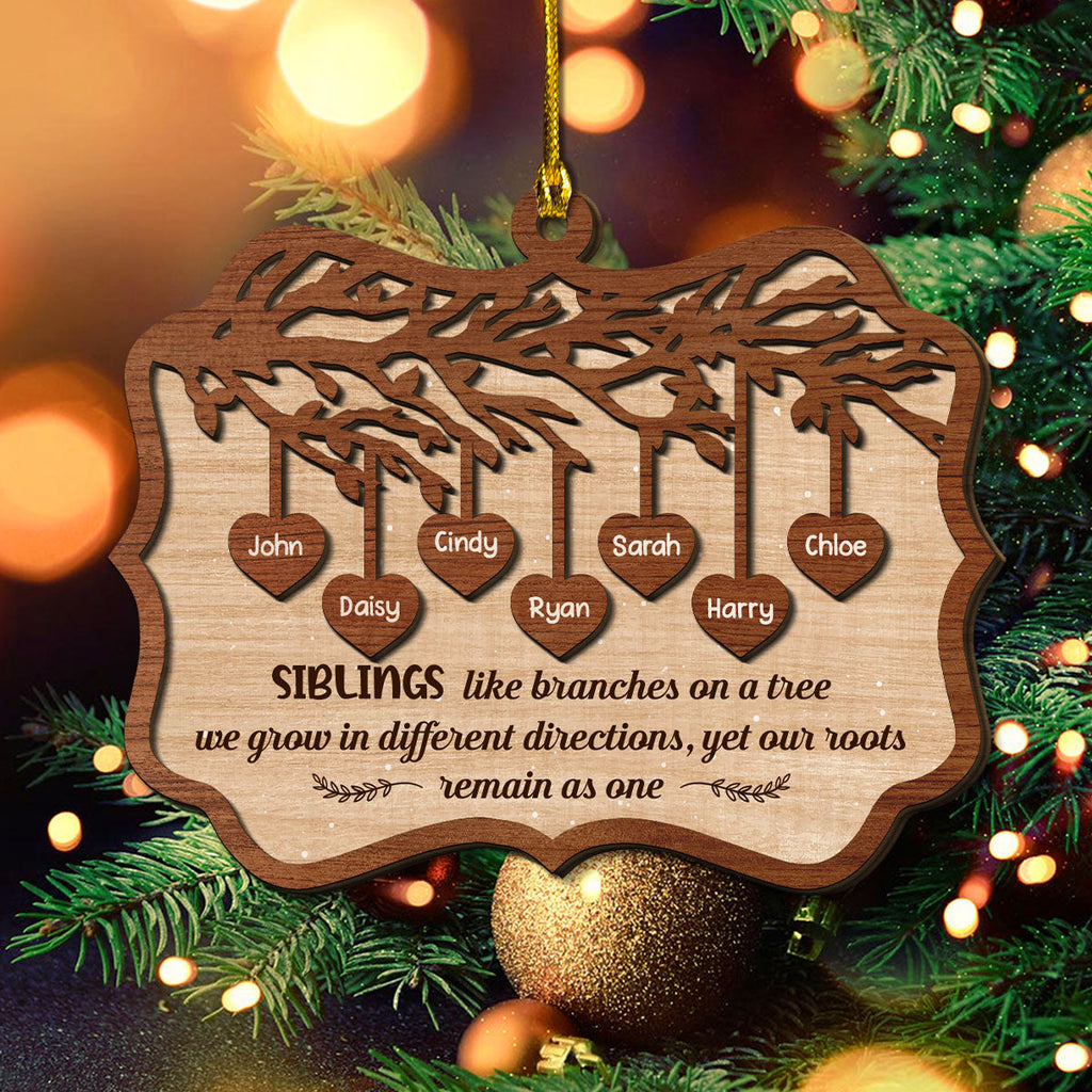 Custom Sister Christmas Ornament •  Sisters Like Branches On A Tree - Personalized 2-Layered Wood Ornament