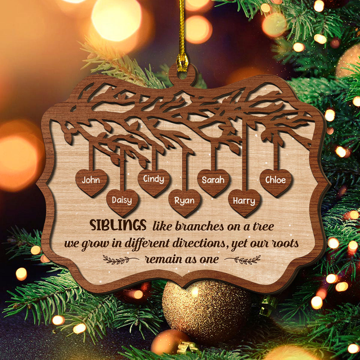 Custom Sister Christmas Ornament •  Sisters Like Branches On A Tree - Personalized 2-Layered Wood Ornament