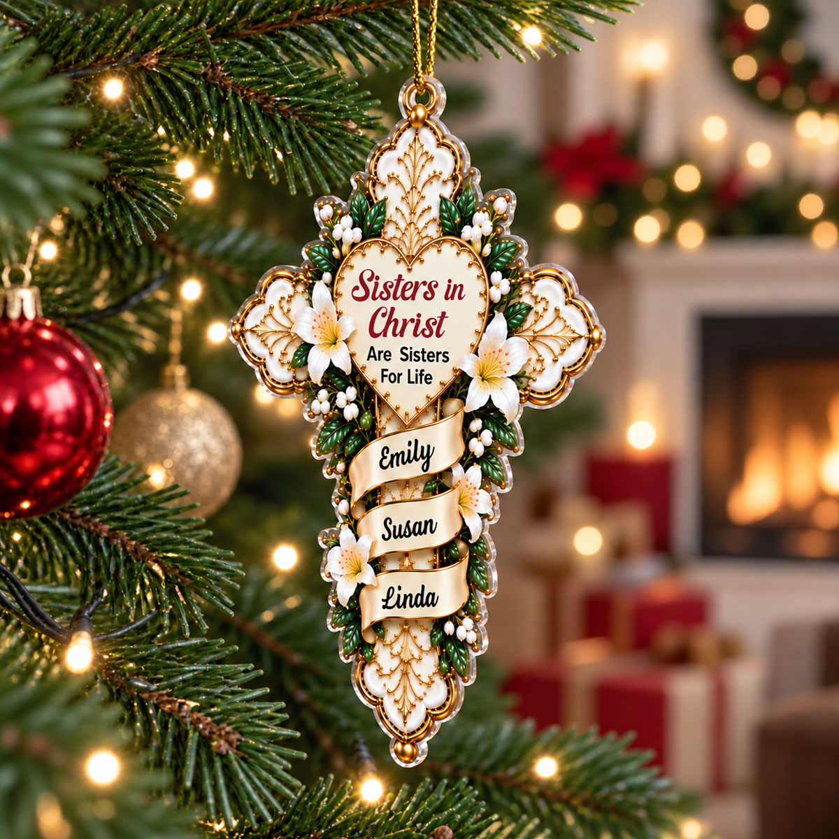 Custom Keepsake Christmas Ornament •  My Sisters In Christ - Personalized Acrylic Ornament