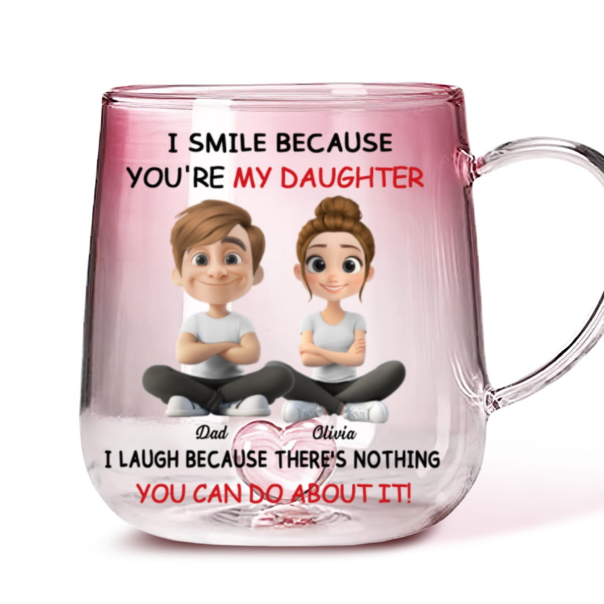 Custom Christmas & Birthday Gift for Daughter • My Daughter - Personalized Pink Gradient Glass Mug