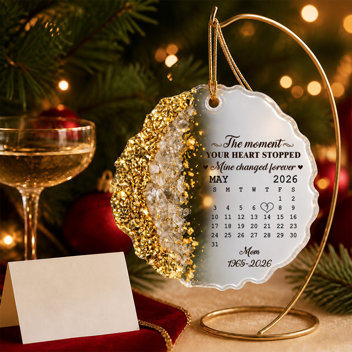 Custom Memorial Christmas Ornament, Sympathy Keepsake •  The Moment - Personalized Resin Ornament