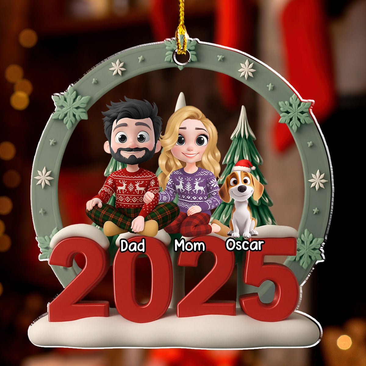 Custom Keepsake Christmas Ornament •  Under The Christmas Tree - Personalized 3D Effect Acrylic Ornament